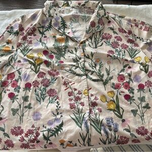 CIDER Wildflower Botanical Floral Button Front Blouse Top 2XL